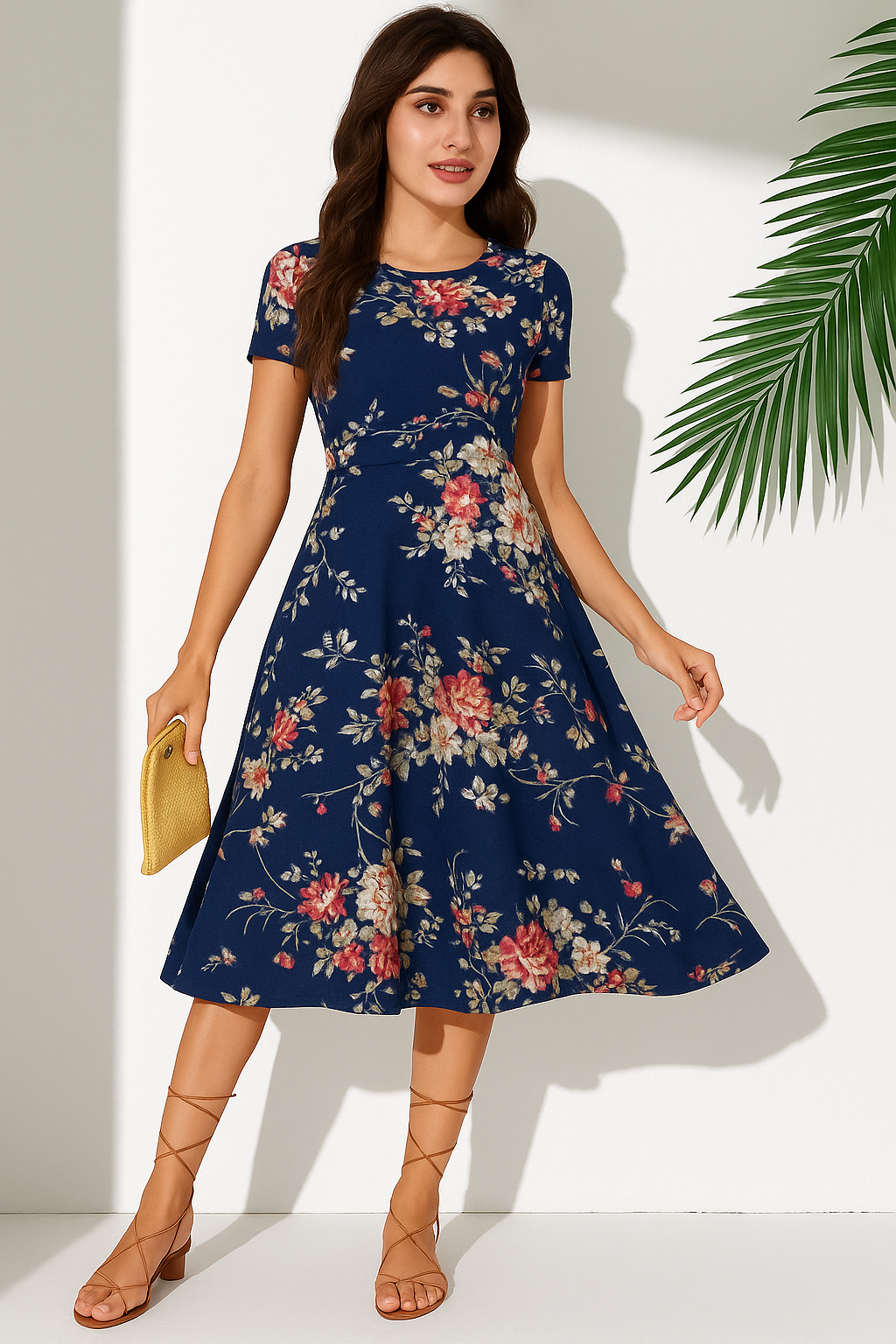 Celvora Signature Fit & Flare Floral Midi Dress for Effortless Elegance