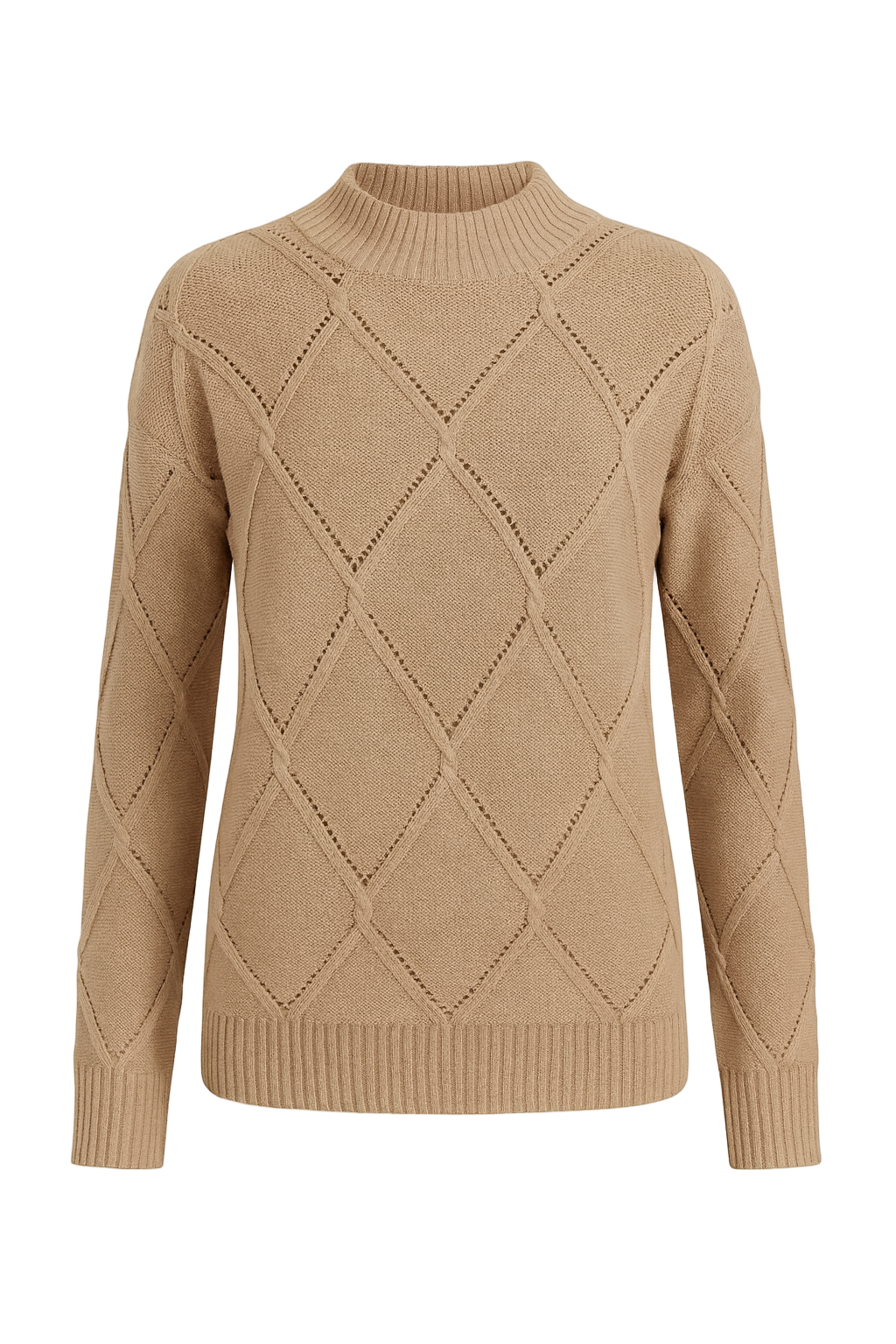 Long Sleeve Diamond Eyelet Knit Top