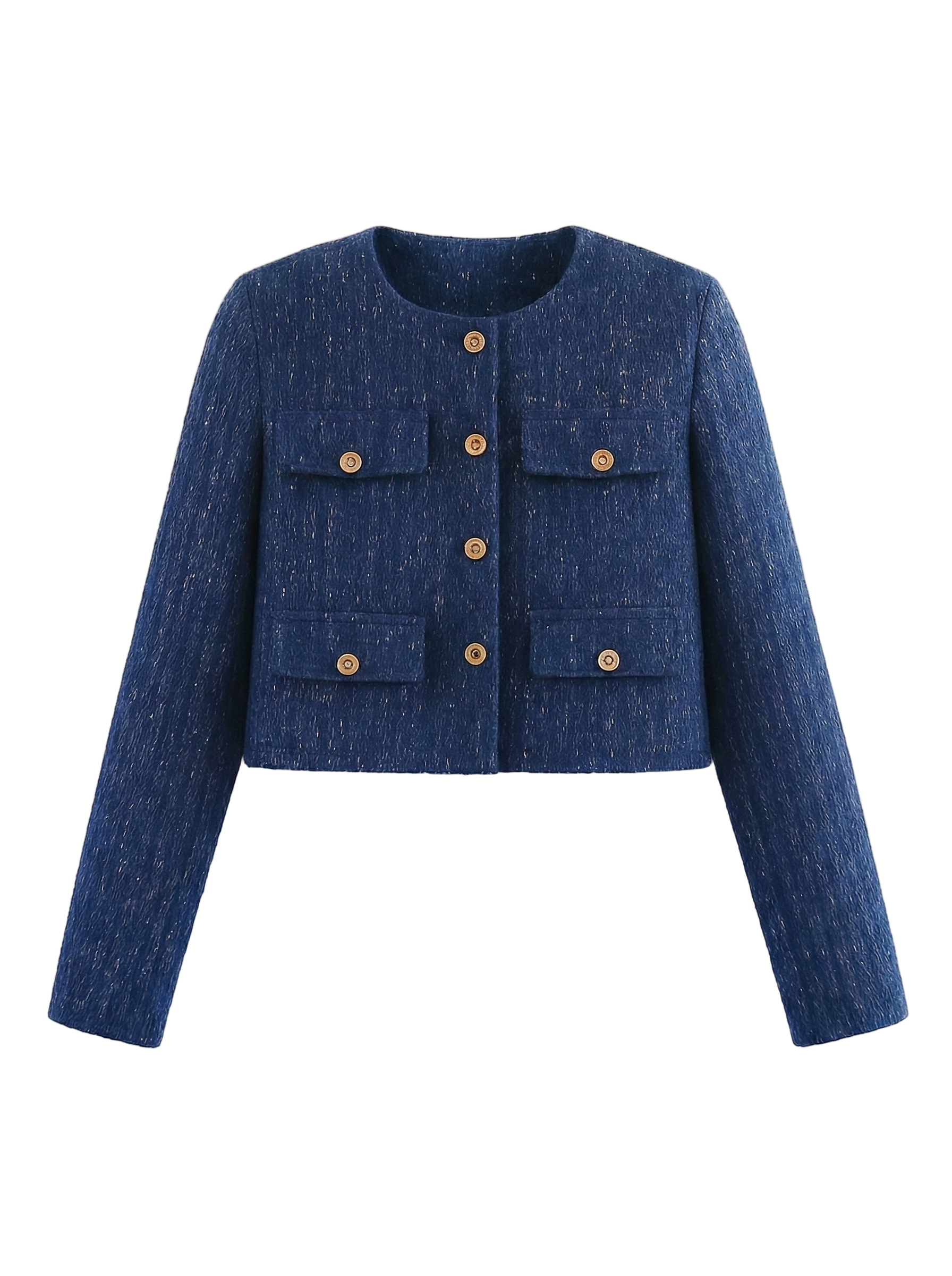 Tweed Button Up Cropped Outerwear